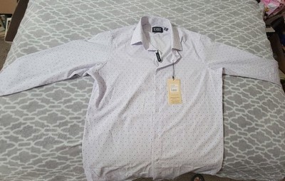 Scotch and Soda Men's Long Sleeve Dress Shirt. White With Japanese Rice Symbol L