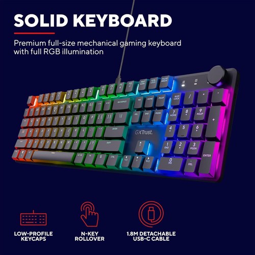 Trust Gaming GXT 866 Torix Mechanical Keyboard UK Layout, Linear Huano Switches - Picture 4 of 12