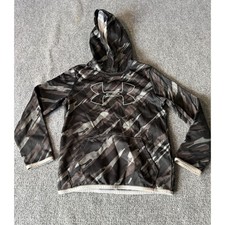 Under Armour Boys ColdGear Camo Hoodie Sweatshirt Gray Black YMD Medium 1631