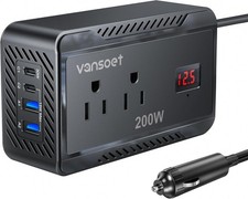 Inversor de corriente para coche de 200 W, adaptador de enchufe de CC de 12 V a