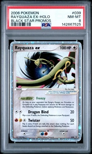 Rayquaza EX 039 Pokemon Black Star promo 2006 EX, Near Mint PSA 8 Holo