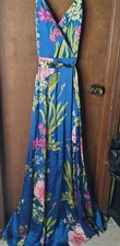 Lulus Still the One Blue Floral Maxi Dress XL Satin Formal Has Built In Slip