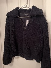 J.CREW Women's Sherpa Fleece Pullover, Black/Medium