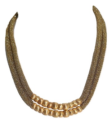 Adami & Martucci Gold Mesh Two-Layered Short Necklace With Gold Beads-RRP $195