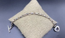 SILPADA-Sterling Silver Heart Cut Out Oval Link Rolo Toggle Bracelet B0992  #12