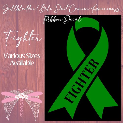 Fighter Gallbladder/Bile Duct Cancer Awareness Ribbons Kelly Green Vinyl Decal - Bild 2 von 3
