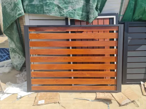 Aluminum Double Swing Gates - CUSTOM Sizes - Slats Alloy Merbau Timber-Look - Picture 5 of 16