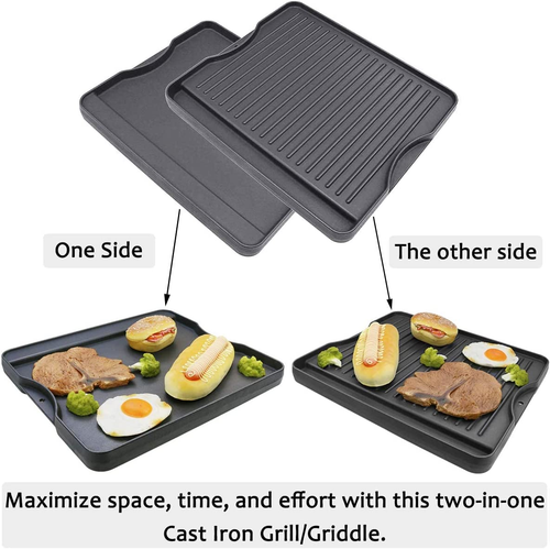 35.5 X 40.6cm Gusseisen-Grillplatte reversibler Kochgrill & Grillpfanne 2-in-1 - Bild 5 von 11