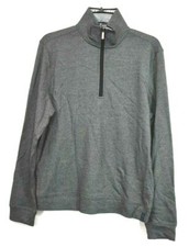 Perry Ellis Mens The Icon Quarter Zip Long Sleeve Mock Neck Logo Shirt Cotton S