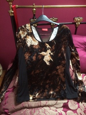 TAIFUN Stretch Velvet Top Size 12 (38 Eur) Excellent