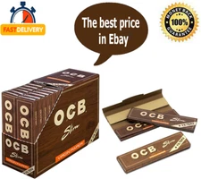OCB Brown Virgin King Size Filter +Tips Unbleached Rolling Papers 16 Booklets