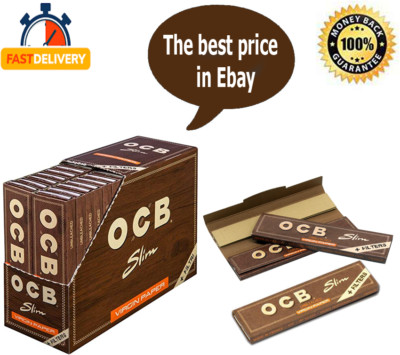cartine OCB Brown Virgin King Size + Filter Tip Roach Rolling Papers 32 Booklet