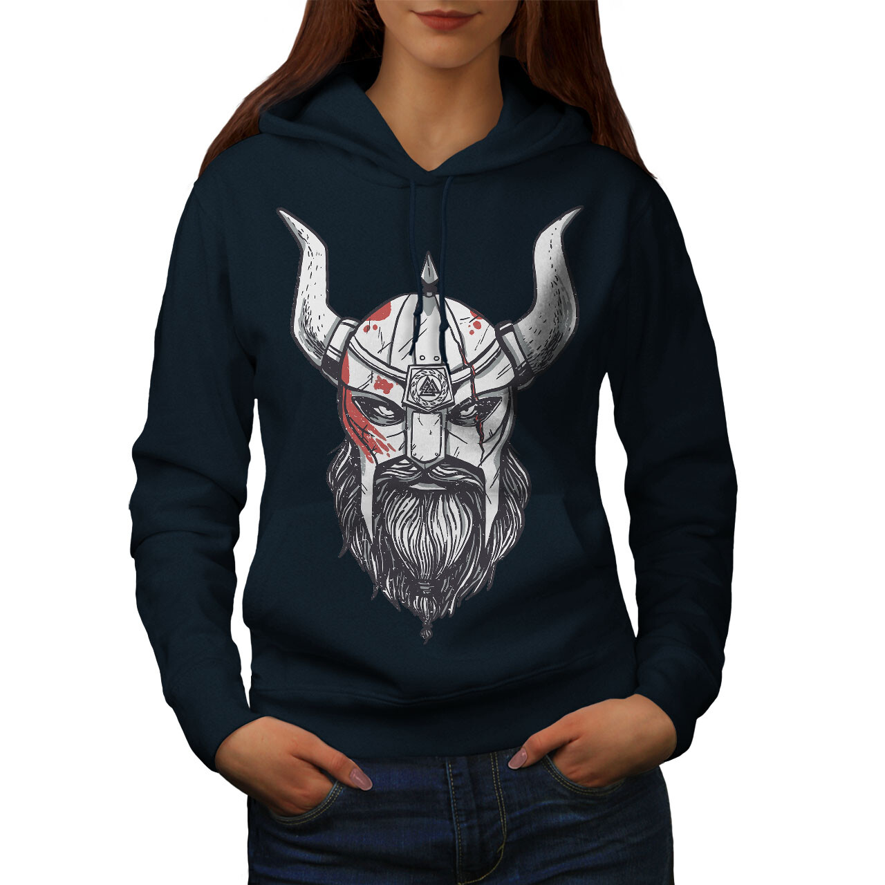 Wellcoda Warrior Warrior With Horned Helmet Womens Hoodie