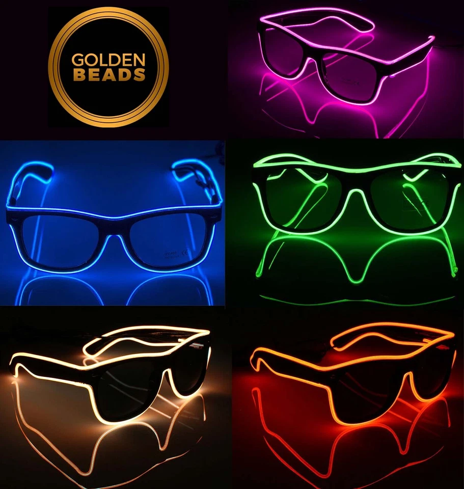 EL Wire Neon LED Light Sunglasses Eyewear Shade Nightclub Halloween Clear Led