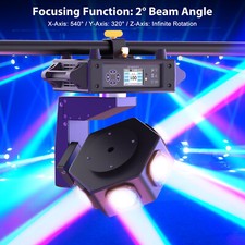 300W 3-Axis Moving Head Light 6LEDs RGBW 360 Rotation Display DMX Sound DJ Light