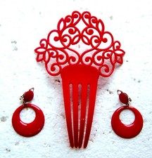 Vintage hair comb and earrings set Spanish mantilla hair accessories ABU