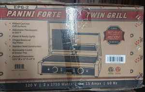 Winco Double Commercial-Grade Panini Grill Press/Double, 9" Ribbed