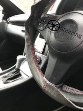 For Vw Lupo 98 Grey Perforated Leather Steering Wheel Cover Dark Red Double Stt For Vw Lupo 98 Grey Perforated Leather Steering Wheel Cover Dark Red Double Stt
