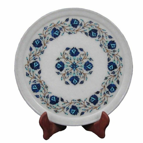 Set De 6 Sous-verre En Marbre Avec Incrustations De Lapis-lazuli - Artisanat Indien