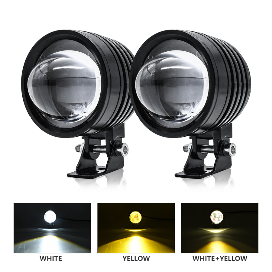 LED Working Dual Color Headlight Motorcycle 3in Fog Lamp Len
