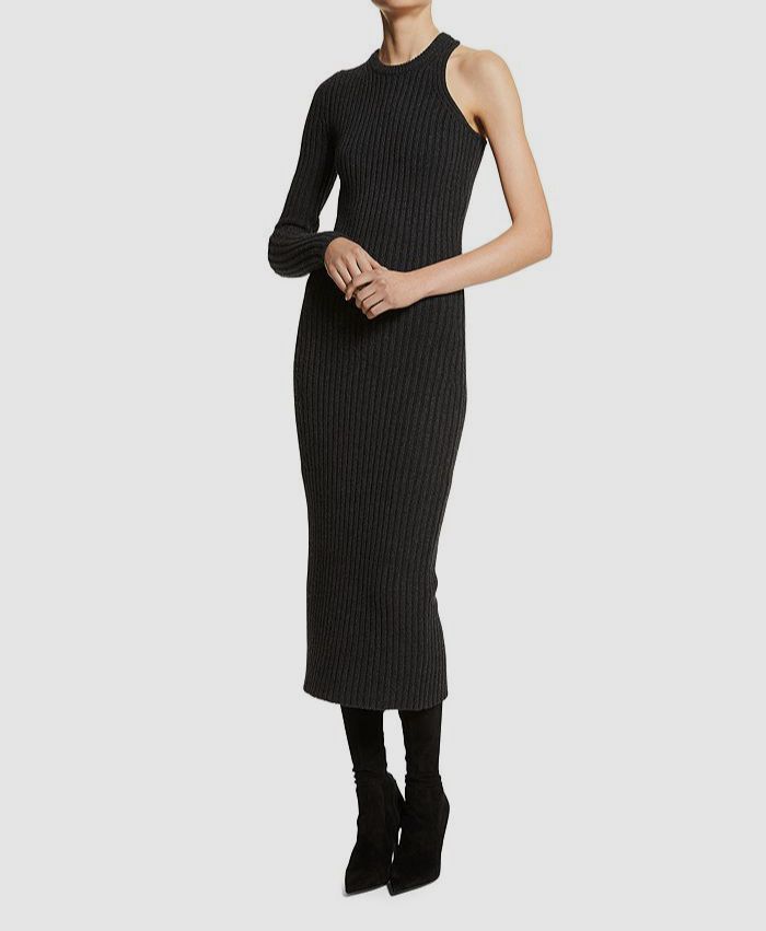ribbed sweater dress michael kors Michael Kors Women's Ribbed Knit Cotton Blend Sweater Dress (X-Small, Pearl  Heather)