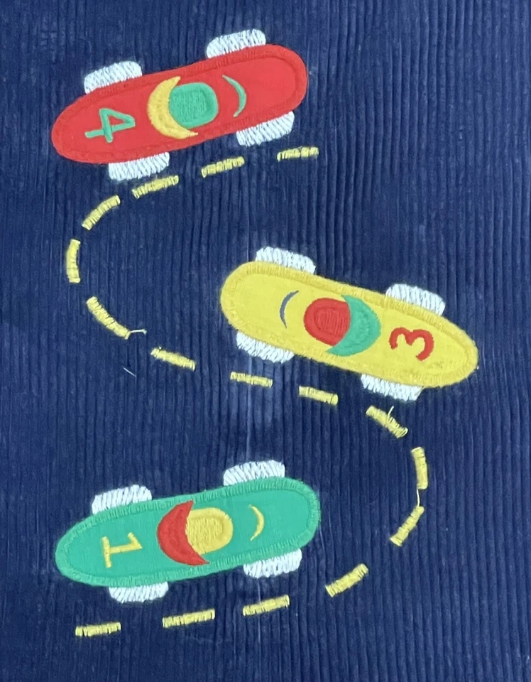 Mameluco de colección Kelly's Kids azul marino pana aplique de coche de carreras talla 1 Foto 3 de 4