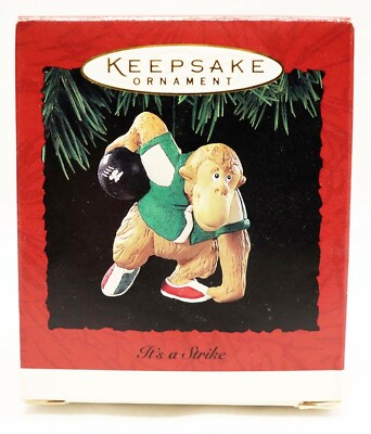VINTAGE 1994 Hallmark Keepsake Christmas Ornament It's a Strike Gorilla Bowling
