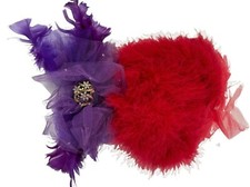 Feather Fascinator Hair Clip Red  Purple w/Brooch Chandelle