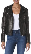 New Lamarque Harper Leather Jacket In Black Size L