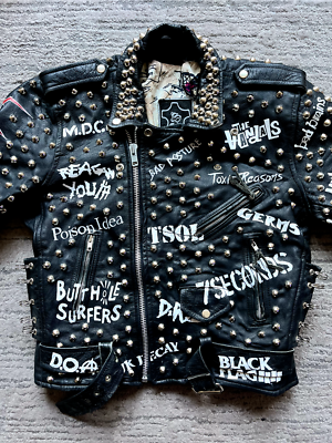 Dead Kennedys Leather Jacket Handpainted Studded S/M Punk Black