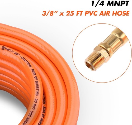 Wynnsky 3/8 Zoll x 25 Fuß PVC Luftkompressor Schlauchset mit 17 Stück Silber, Orange - Bild 6 von 8