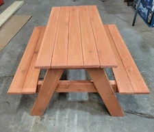 Stained Redwood Cedar Outdoor Table Kids Picnic Table, Garden, Beaches, Backyard