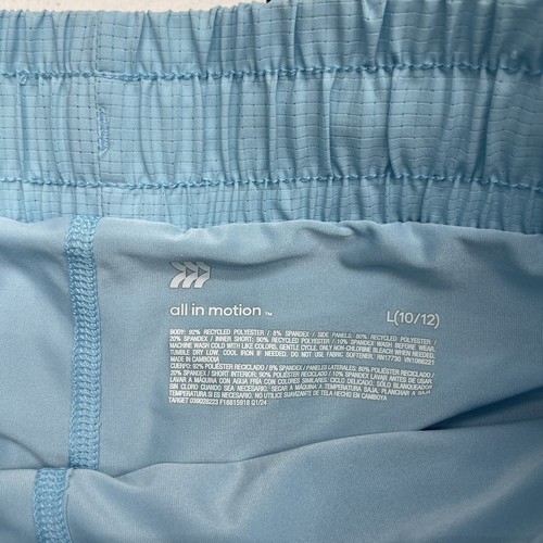 All In Motion Blue 2 In 1 Athletic Drawstring Shorts Youth Girls Large Defects - Picture 5 of 8