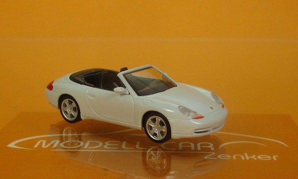 Herpa 032674-002 Porsche 911 (996) Carrera 4 Cabrio Carraraweiß Metallic, 1:87-image
