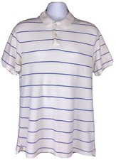 Old Navy Men  s Size M Short Sleeve Collared Blue  White Striped Polo T Shirt