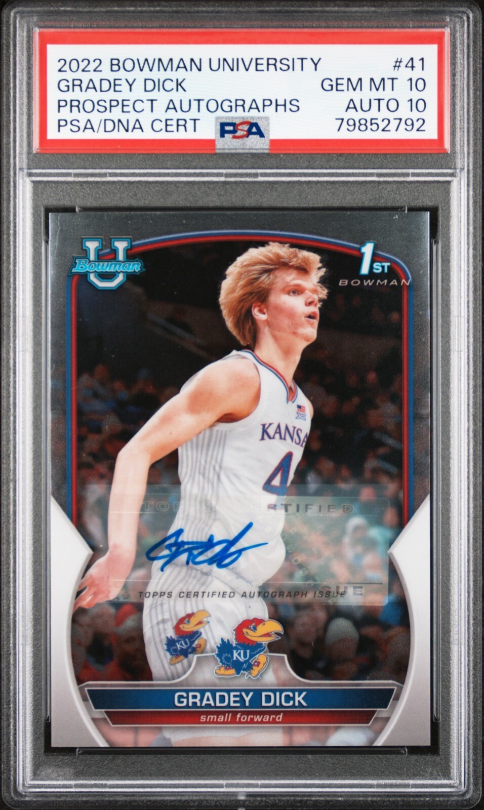 2022 BOWMAN CHROME UNIVERSITY GRADEY DICK AUTO #41 PSA 10/10 POP 1 !!