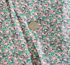 Vintage 1940s Fabric Feed Sack Mottled Floral Pink Purple Green CRISP  36" x 44"