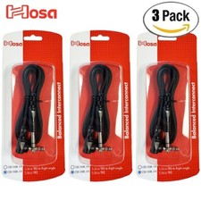 3-PACK Hosa 5FT CSS-105R Straight To Right 1/4" TRS Balanced Interconnect Cable