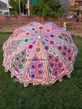 Indian Hippie White Peacock Garden Umbrella Outdoor Patio Beach Parasol