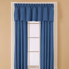 2- ESSENTIAL HOME 42" x 84" PANELS & 2- 60" x 15.5" VALANCES Blue 55% Cotton NEW