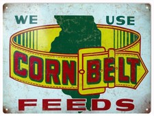 Vintage Style Metal Sign Corn Belt Feeds Country 9x12 .
