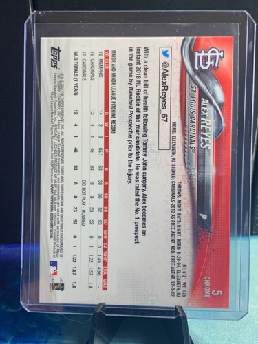 Topps Chrome 2018 - #5 Alex Reyes - Foto 4 di 4