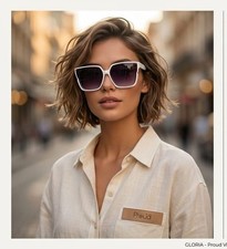 Trendy UV400 White Oversized Square Sunglasses Plastic Frame Lens Unisex Luxury