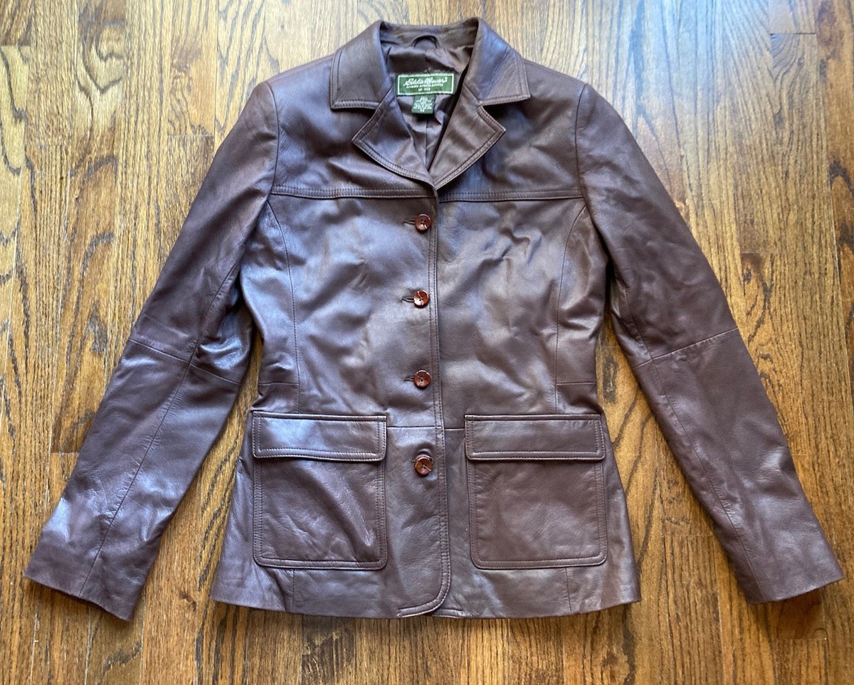 ジャケット・アウター Eddie Bauer Lamb Leather Jacket Size:XS Eddie Bauer Lamb Leather Jacket Womens Size XS Brown Long Genuine