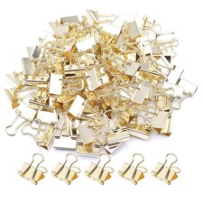 Gold Binder Clips, Mini Paper Clip, Small Paper Clamps 15mm 5/8 inch , 100 P...