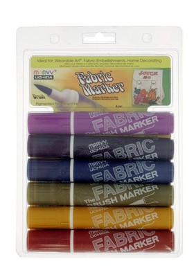 Uchida 7226D Brush Fabric Marker 6 PCS Art Craft Drawing Clothing Textile