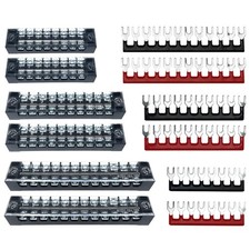 6 Sets8/10/12 Positions 600V 15A Terminal Blocks Ground Circuit Dual Row Bus Bar