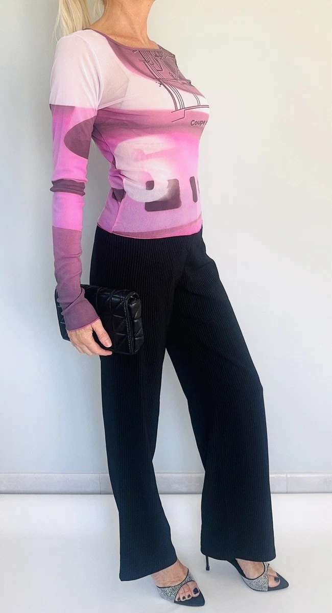T-shirt Mesh Cyber Y2K Vintage – Motifs Floraux, Manches 3/4, Taille L