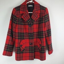 Pendleton Blazer Womans Red Black Plaid Wool Jacket No size tag Med