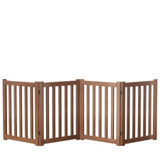 4-Panel Solid Wood Dog Gate - Freestanding Folding Pet Gate for Doorways, Sta...